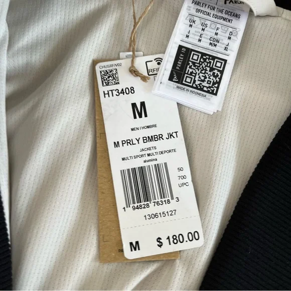 NWT Adidas Originals Parley Bomber Jacket Men’s Full Zip Windbreaker - Picture 6 of 9